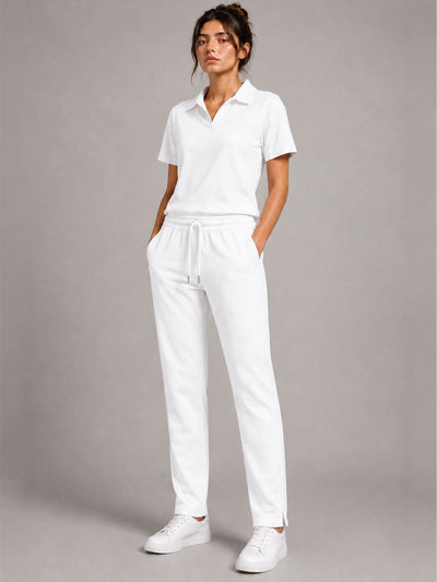 Relaxed Fit Interlock Polo Set White