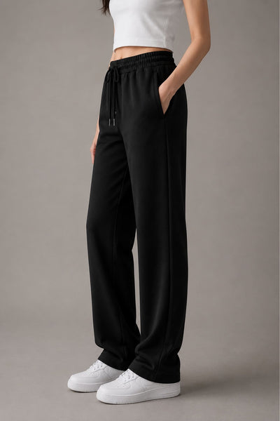 Relaxed Fit Straight Interlock Trousers Black
