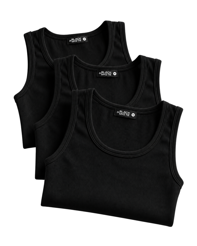 Ribbed Tank Top Bundle (3-Pack) – Black
