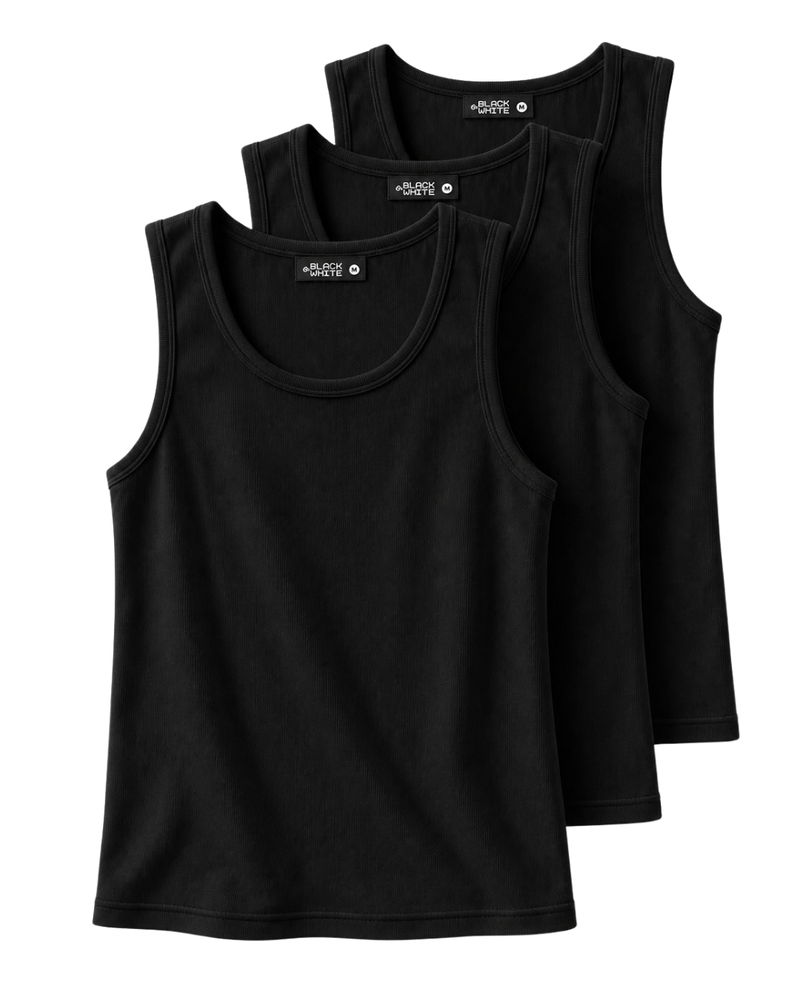 Ribbed Tank Top Bundle (3-Pack) – Black