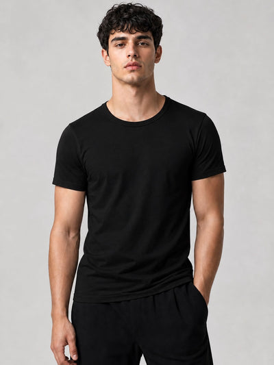 Slim Fit Cotton T-Shirt – Black