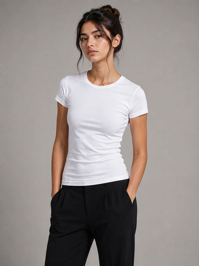 Slim Fit Cotton T-Shirt – White