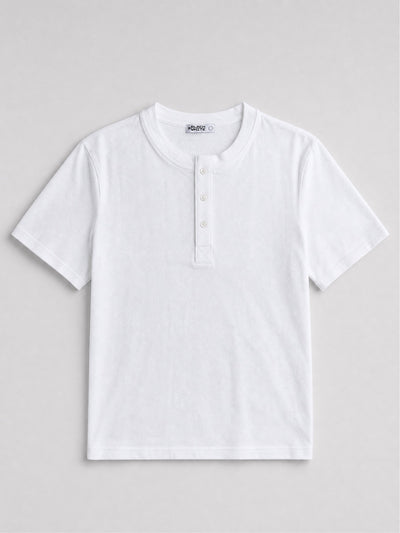 Relaxed Fit Henley T-Shirt – White