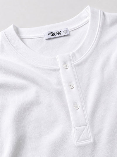 Relaxed Fit Henley T-Shirt – White