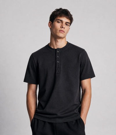 Relaxed Fit Henley T-Shirt – Black