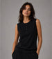 Relaxed Fit Sleeveless Henley T-Shirt – Black