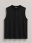 Relaxed Fit Sleeveless Henley T-Shirt – Black