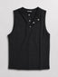 Relaxed Fit Sleeveless Henley T-Shirt – Black