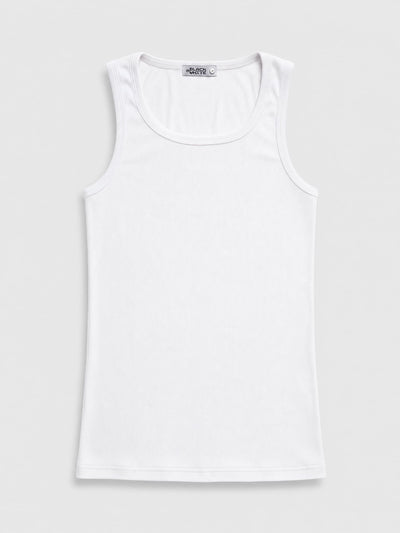 Basic Ribbed Tank Top – White