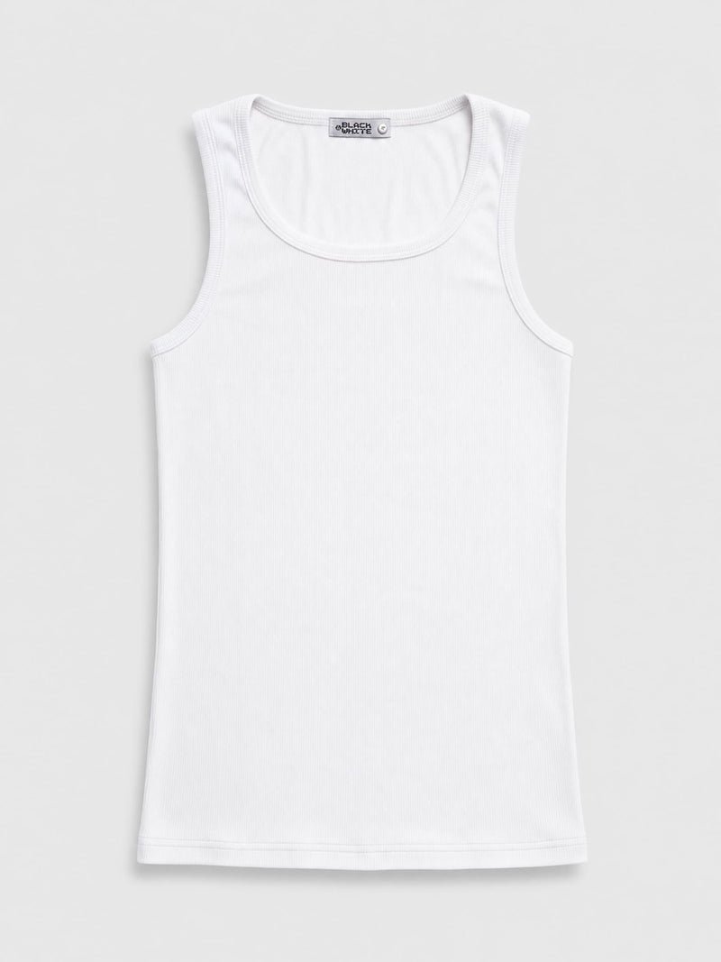 Basic Ribbed Tank Top – White
