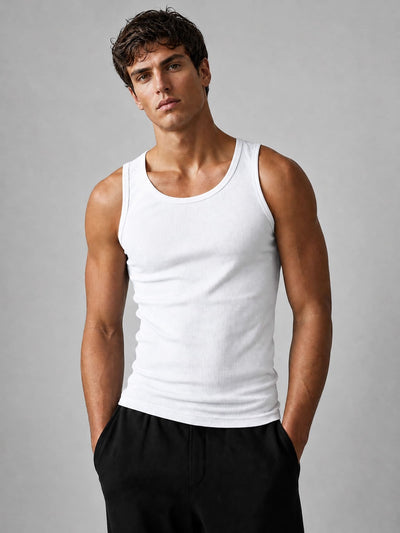 Basic Ribbed Tank Top – White
