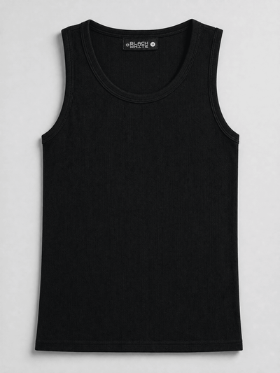 Basic Ribbed Tank Top – Black
