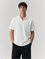 Relaxed Fit Textured Polo T-Shirt – White