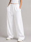 Pleated Wide-Leg Interlock Trousers White