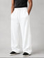 Pleated Wide-Leg Interlock Trousers White