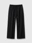 Pleated Wide-Leg Interlock Trousers Black