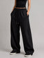 Pleated Wide-Leg Interlock Trousers Black