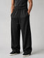 Pleated Wide-Leg Interlock Trousers Black