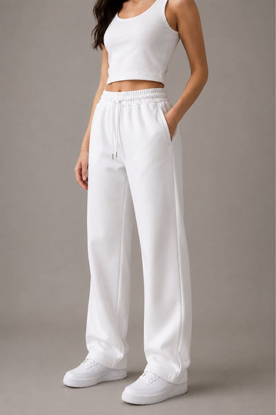 Relaxed Fit Straight Interlock Trousers White