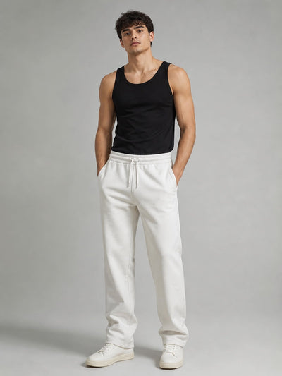 Relaxed Fit Straight Interlock Trousers White