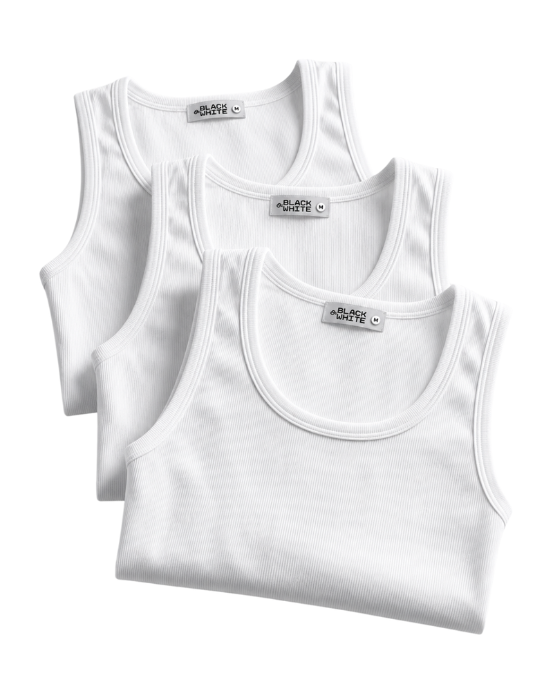 Ribbed Tank Top Bundle (3-Pack) – White