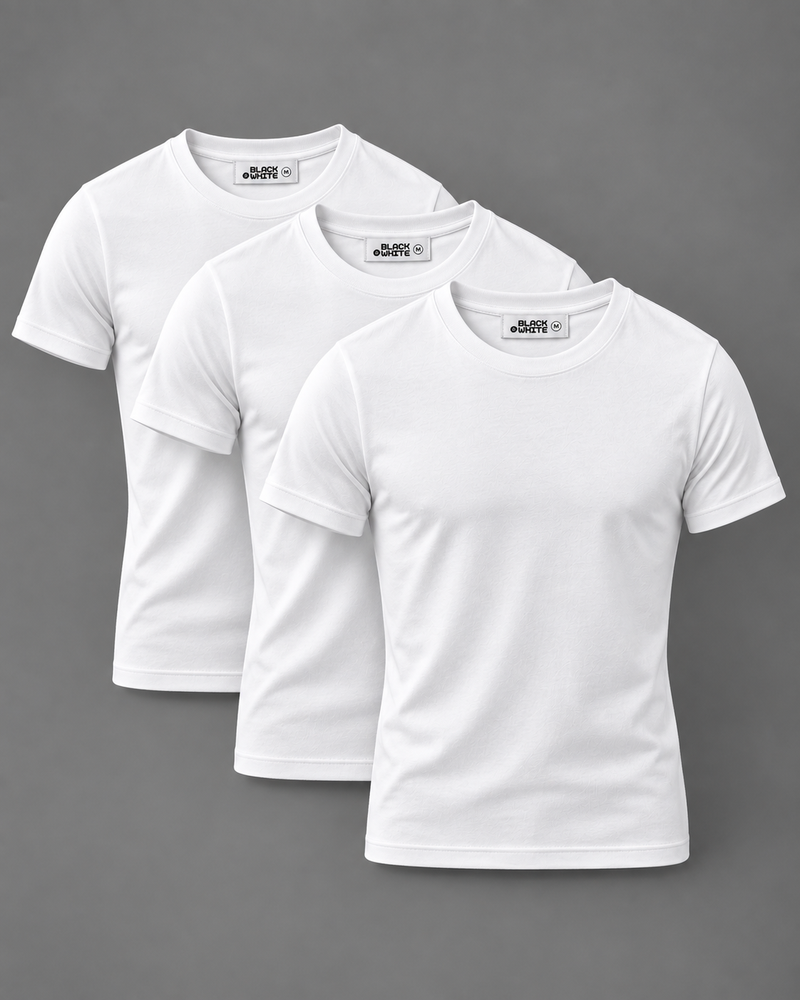Slim Fit Tee Bundle (3-Pack) – White