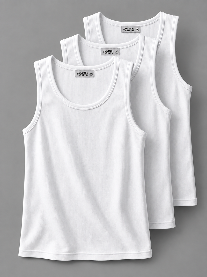 Ribbed Tank Top Bundle (3-Pack) – White