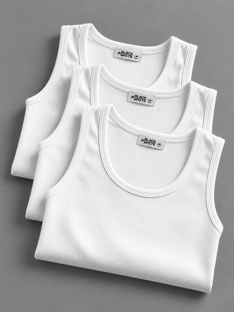Ribbed Tank Top Bundle (3-Pack) – White