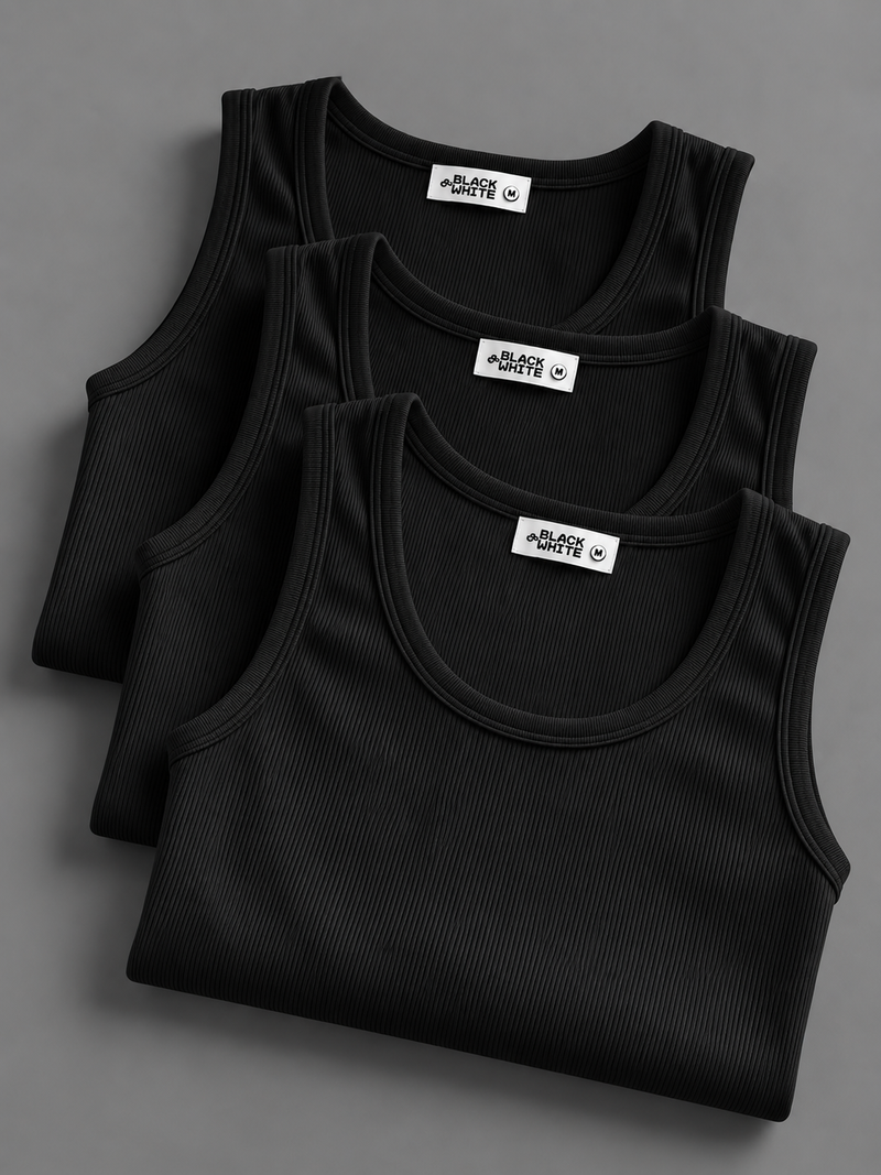 Ribbed Tank Top Bundle (3-Pack) – Black