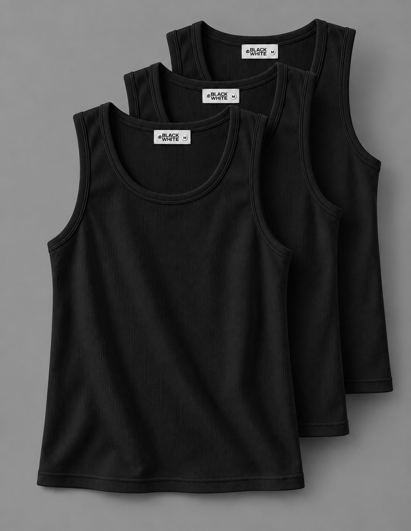 Ribbed Tank Top Bundle (3-Pack) – Black