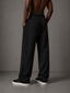 Pleated Wide-Leg Interlock Trousers Black