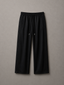Pleated Wide-Leg Interlock Trousers Black