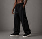 Pleated Wide-Leg Interlock Trousers Black