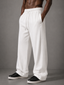 Pleated Wide-Leg Interlock Trousers - White