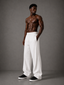 Pleated Wide-Leg Interlock Trousers - White