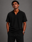 Relaxed Fit Interlock Polo Set Black