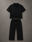 Relaxed Fit Interlock Polo Set Black