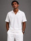 Relaxed Fit Interlock Polo Set White