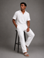 Relaxed Fit Interlock Polo Set White