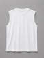 Relaxed Fit Sleeveless Henley T-Shirt – White