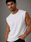 Relaxed Fit Sleeveless Henley T-Shirt – White