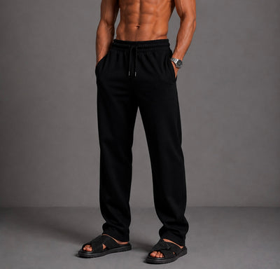 Relaxed Fit Straight Interlock Trousers Black